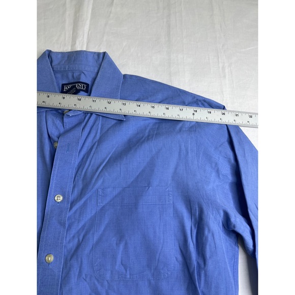 Lands' End Mens Dress Shirt Blue Long Sleeve Button Down 15.5 32 - Picture 6 of 11